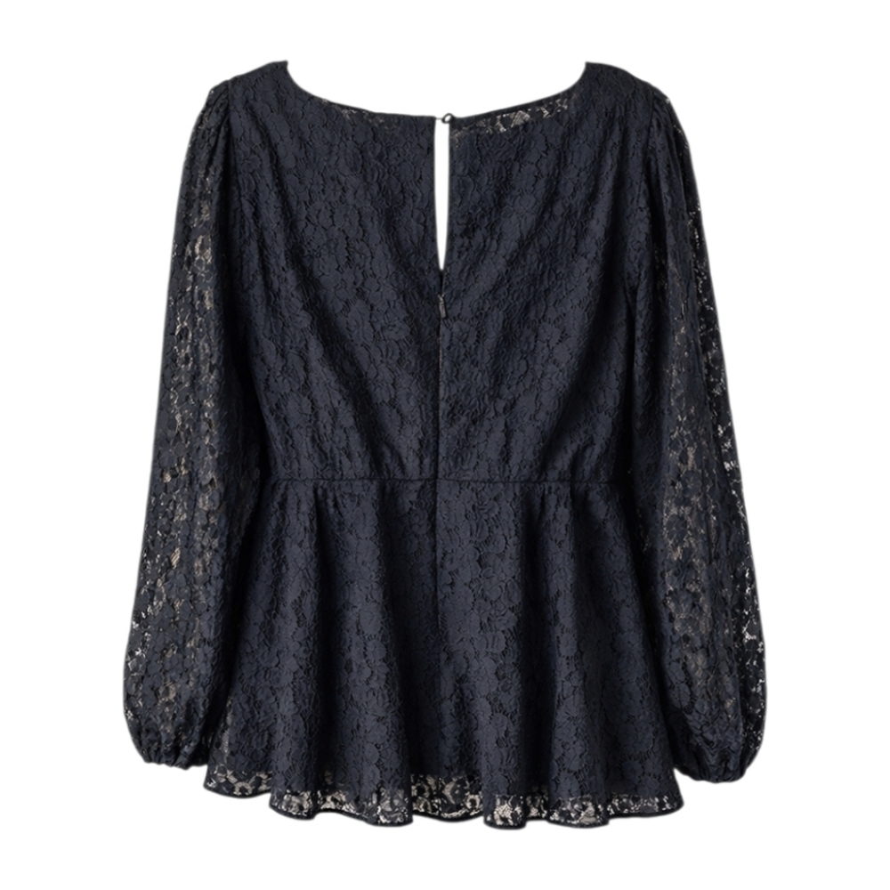 Torrid 2X Black sweetheart neck peplum lace puff sleeve blouse gothic - Picture 8 of 12